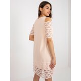 Fashion Hunters Peach cocktail dress with decorative sleeves | shoptok.hr