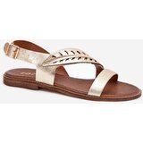 Boto Ladies leather sandals on flat heel Zazoo 3688 gold | ePonuda.com