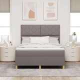 vidaXL Postelja s podnim vzmetenjem z vzmetnico taupe 140x190 cm tkanina, (22084067) | Shoptok.si