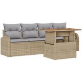 vidaXL Set od 5 komada vrtne sofe s jastučićima bež poli ratan, 2-sjedalna vrtna sofa sa pohranom i jastučićima bež poli ratan | shoptok.hr