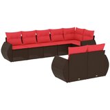  Vrtni set od 8 dijelova s jastucima smeđi poliratan - Smeđa 1 Bez stola | shoptok.hr