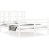 The Living Store Posteljni okvir z vzglavjem bel 140x200 cm trden les - Posteljni Okvir, (21523735) | Shoptok.si