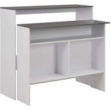 vidaXL Barska miza z 2 površinama bela in siva 130x40x120 cm | Shoptok.si