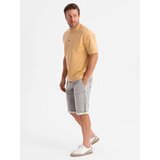 Ombre Men's denim short shorts with decorative stitching - light grey | shoptok.hr