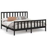  Posteljni okvir črn iz trdne borovine 200x200 cm, (20601732) | Shoptok.si