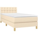  Krevet box spring s madracem LED krem 100x200 cm od tkanine | shoptok.hr