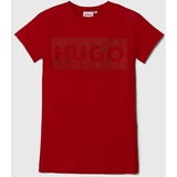 Hugo Otroška bombažna obleka rdeča barva