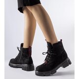 Gemre Black ankle boots decorated with red piping Monrency | Shoptok.si