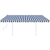 vidaXL Ročno zložljiva tenda z LED lučkami 4,5x3,5 m modra in bela | Shoptok.si