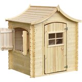 Timbela Zunanja otroška hiška, 19 mm deske - Lesena igralna hiška s podom V152 x 112 x 146 cm / 1,1 m2 - M550, naravni les, (21813846) | Shoptok.si