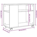 vidaXL Bočni stolić s kotačima boja hrasta sonome 70x35x60 cm drveni | shoptok.hr