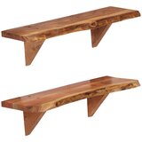  Zidne police od masivnog bagremovog drva 2 kom 60 x 20 x 18 cm | shoptok.hr