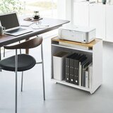 YAMAZAKI Bel kovinski regal na kole&amp;scaron;čkih 60x59x35 cm Tower &amp;ndash; Slike