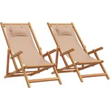  Sklopive stolice za plažu 2kom tkanine i masivno drvo smeđesive | Eponuda.com