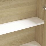vidaXL Kopalniška omarica z ogledalom 60x15x75 cm MDF bela in hrast | Shoptok.si