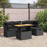 vidaXL 6-dijelni set vrtnih sofa s jastucima crni od poliratana bagrem | shoptok.hr