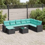  Vrtna garnitura - 9-dijelni set vrtnih sofa s jastucima crni od poliratana - Crna sa spremištem 8 | shoptok.hr
