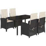 vidaXL 5-dijelni vrtni blagovaonski set s jastucima od poliratana crni | shoptok.hr