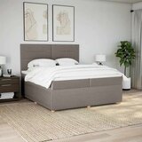  Krevet s oprugama i madracem smeđesivi 200x200 cm od tkanine | shoptok.hr