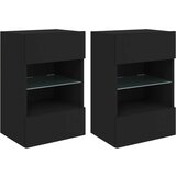 vidaXL Stenske TV omarice z LED lučkami 2 kosa črna 40x30x60,5 cm, (20977813) | Shoptok.si