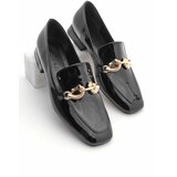 Marjin Women's Loafer Chain Accessory Loafer Casual Shoes Alva Black Patent Leather cene