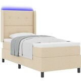  LED Box Spring Krevet s madracem Krema 90 x 190 cm tkanina | shoptok.hr