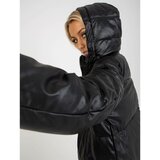 Fashion Hunters Black winter jacket made of eco-leather with quilting Cene