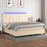  Box spring postelja z vzmetnico LED krem 200x200 cm blago, (20999407) Cene
