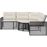 vidaXL Vrtna sofa L-oblika s jastucima i tabureom crna od poliratana | shoptok.hr