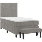 Box spring postelja z vzmetnico svetlo siva 80x200 cm žamet, (20791016) | Shoptok.si