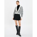 Koton Leopard Patterned Cardigan With Stones and Buttons V-neck | shoptok.hr