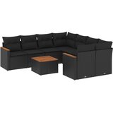  9-dijelni set vrtnih sofa s jastucima crni od poliratana Crna 62 x 62 x 69 cm | shoptok.hr