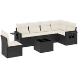  7-dijelni set vrtnih sofa od poliratana s jastucima crni Slike