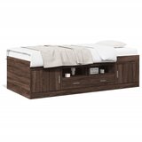 vidaXL Dnevna postelja s predali rjavi hrast 90x200 cm inženirski les | Shoptok.si