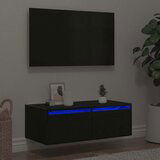 Maison Chic TV omarica - TV stojalo - Televizijska omarica z LED lučkami črna hrast 75x35,5x25 cm, (21700353) | Shoptok.si