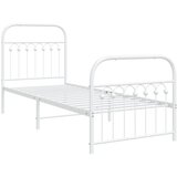  The Living Store Kovinski posteljni okvir z vzglavjem in vznožjem bel 80x200 cm - Posteljni Okvir, (21527650) | Shoptok.si