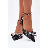 Boto Embellished Patent Heels With Open Back Black Redaine | Shoptok.si