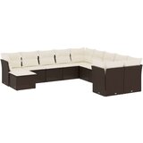 vidaXL 11-dijelni set vrtnih sofa od poliratana s jastucima smeđi | shoptok.hr