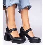 Gemre Black square-toe pumps with buckle Katherin | Shoptok.si