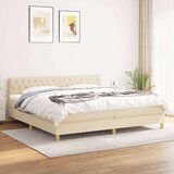  Box spring postelja z vzmetnico krem 200x200 cm blago, (20894568) | Shoptok.si