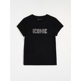 Sinsay Pamučna majica s sjajnim natpisom "Iconic" | shoptok.hr