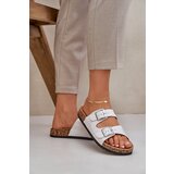 PE1 Fabric sandals on cork sole with buckles light gray Atera | Shoptok.si