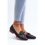 Boto Women's Navy Blue Cutout Ballerina Flats with Bow Nestavia | Shoptok.si