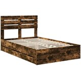  Krevetna konstrukcija s ladicama Dimljeni hrast 120 x 190 cm Smeđa 196 x 123 x 100 cm | shoptok.hr