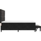  Postelja s škatlastim osnovnim delom z vzmetnico in klopjo črna 140x200 cm žamet | Shoptok.si