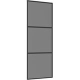  Klizna vrata 76 x 205 cm Kaljeno Staklo i Aluminij - 76 x 205 cm 2 horizontalne šipke (tamno prozirno staklo) | shoptok.hr
