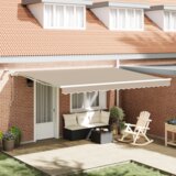 vidaXL Samodejna retraktibilna tenda z LED svetlobo bež 450x300 cm, Zamenjava tkanine za tendo za okvir 4.5x3 m bež | Shoptok.si