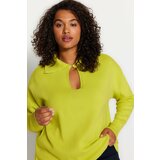 Trendyol Curve Plus Size Sweater - Green - Relaxed fit Cene