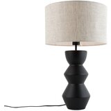 QAZQA Design tafellamp zwart stoffen kap lichtgrijs 35 cm - Alisia Cene