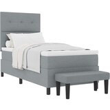 Box Spring Krevet s Madracem i Klupom Svijetlosivi 90x200 cm Tkanina | shoptok.hr